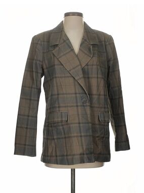 NWOT WeWoreWhat Plaid Single-Button Blazer Jacket - Taupe and Dark Gray size S